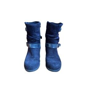 Eric Michael Portugal Venice Boot Blue Suede Moto Boots US 7/EU 38 Comfort